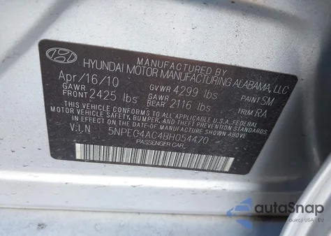 2011 Hyundai Sonata Se from USA, damaged, VIN 5NPEC4AC4BH054470